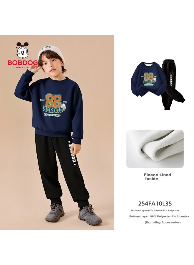 Bobdog Boys' Hoodie Set Winter Casual Pullover Top And Straight-leg Sweatpants For Older Kids - Image 1