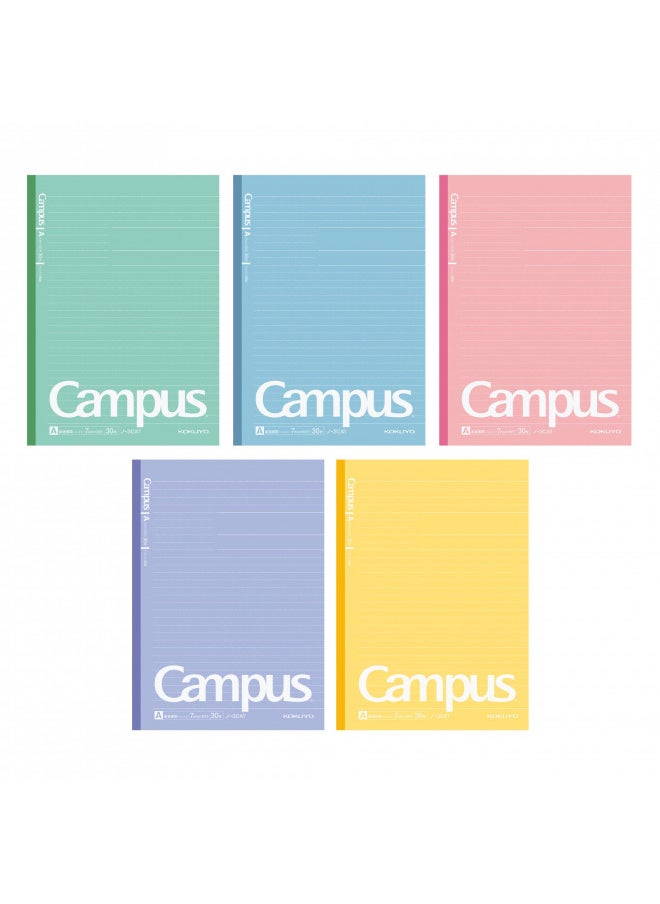 HomeOffice - Kokuyo Campus Notebook, A 7mm(0.28in) Dot Ruled, Semi-B5, 30 Sheets, Pack of 5, 5 Colors, Japan Improt (NO-3CATNX5) - Image 1
