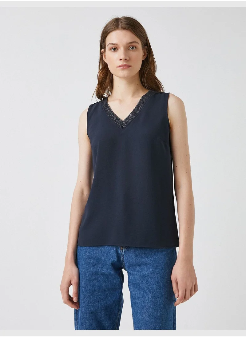 كوتون V Neck Tank Top