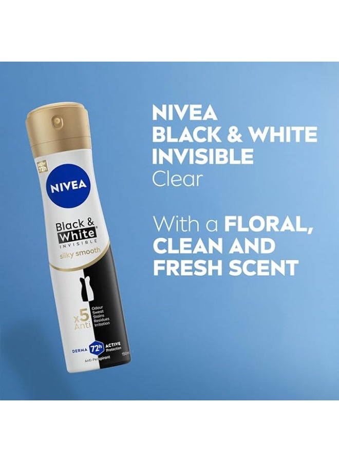 Nivea Antiperspirant Spray For Women Black & White Invisible Silky Smooth Shaving 150 Ml - Package may vary - Image 5