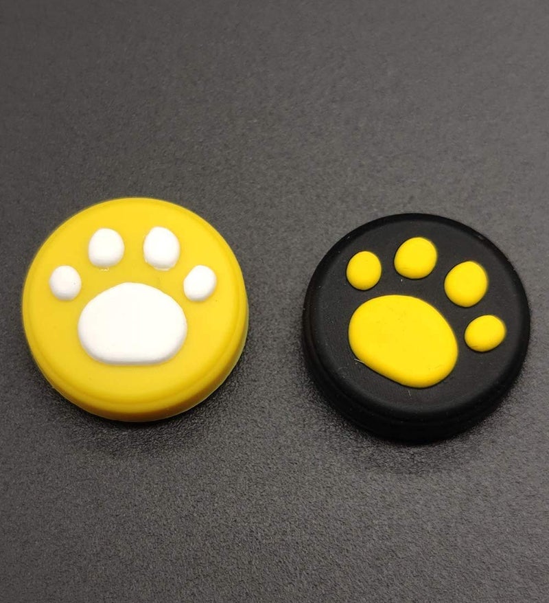 Ambertown 2 x Silicone Analog Controller Thumb Stick Joystick Grips Cap for Switch NS & Switch Lite Controller ThumbStick Cute Cat Paw Claw (White-Pink) - Image 1