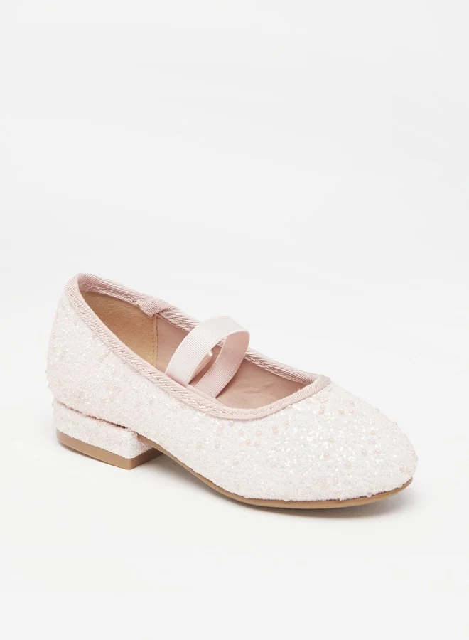 Flora Bella By Shoexpress Girls Embellished Slip-On Ballerina Shoes with Block Heels