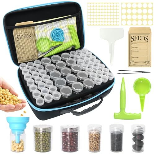Sumloty 114 Slots Seed Storage Organizer Kit with 20 Envelopes, Waterproof Seed Storage Box, Transparent Bottles, Tweezers, Funnel, Sower for Vegetable Flower Garden Seeds Saver Kit for Vegetable - Image 1