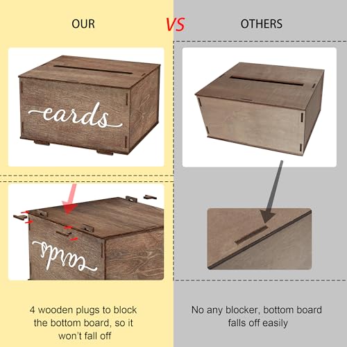 JackMa Easy DIY Assembling Rustic Wooden Card Box for Wedding Gifts & Greeting Cards, Bridal Shower, Baby shower Graduation Party, Gift Card Holder with Lid and Slot - Image 5