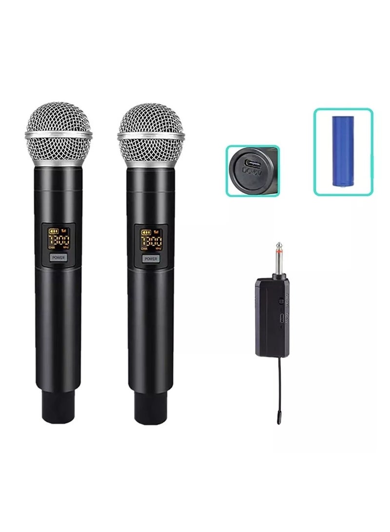 UHF Wireless Dual Microphone Professional Transmitter and Receiver System Universal - Image 1