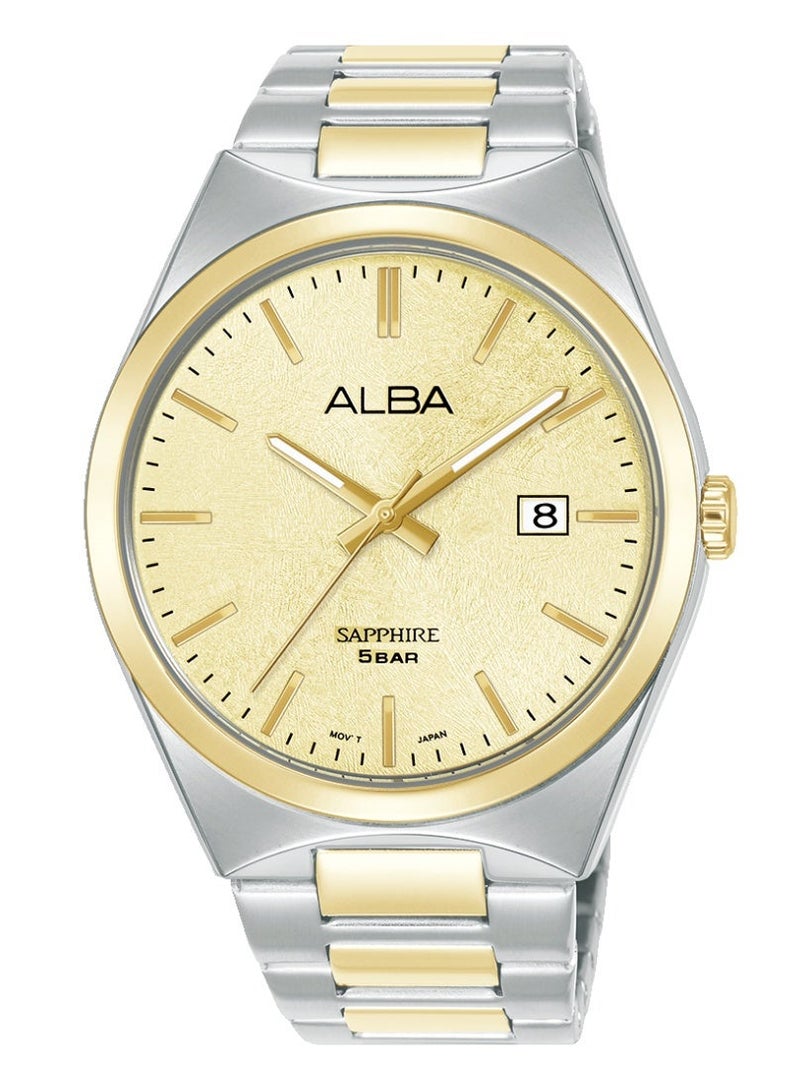 Alba Prestige Men’s Watch AS9V76X1, 41 mm Champagne Dial, Stainless Steel Case & Bracelet, 50 m WR - Image 1