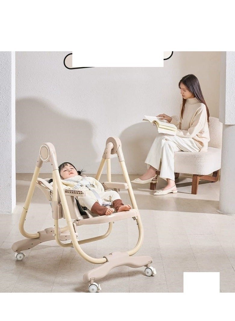 Multifunctional Baby High Chair with Reclining Seat, Adjustable Tray & Smooth Wheels – Convertible Infant to Toddler Feeding Chair - Image 3