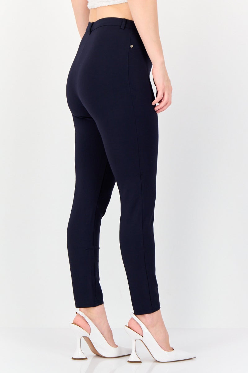 ONLY بنطلون نسائي ضيق سادة، كحلي - Image 4