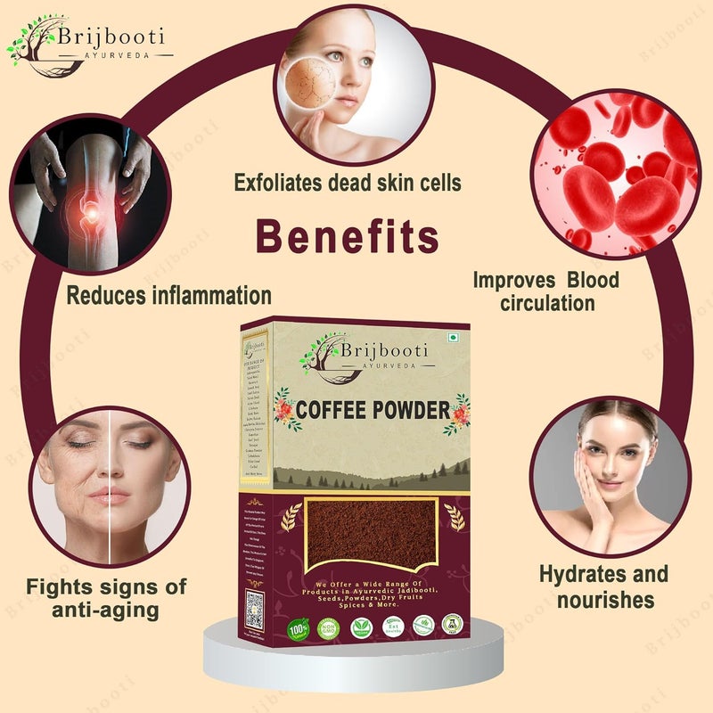 BrijBooti Coffee Powder Scrub For Face Body 100 Gr Natural Coffee Powder For Skin Exfoliate Deep Cleanse Blackhead Remover Glowing Skin Anti Acne De Tan Removal - Image 3