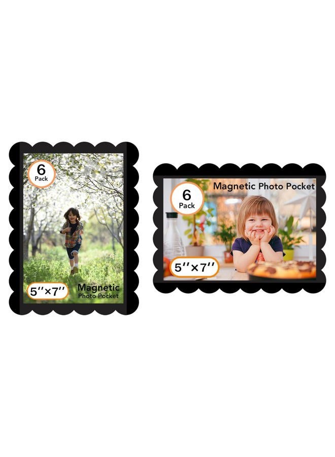 Mingting Magnetic Picture Frame, 6 Pack Magnetic Frame Reusable, Magnetic Photo Frames for Refrigerator 5x7” With Wavy Border, Refrigerator Magnets for Pictures Suitable Home, School, Office (5x7 - Image 1