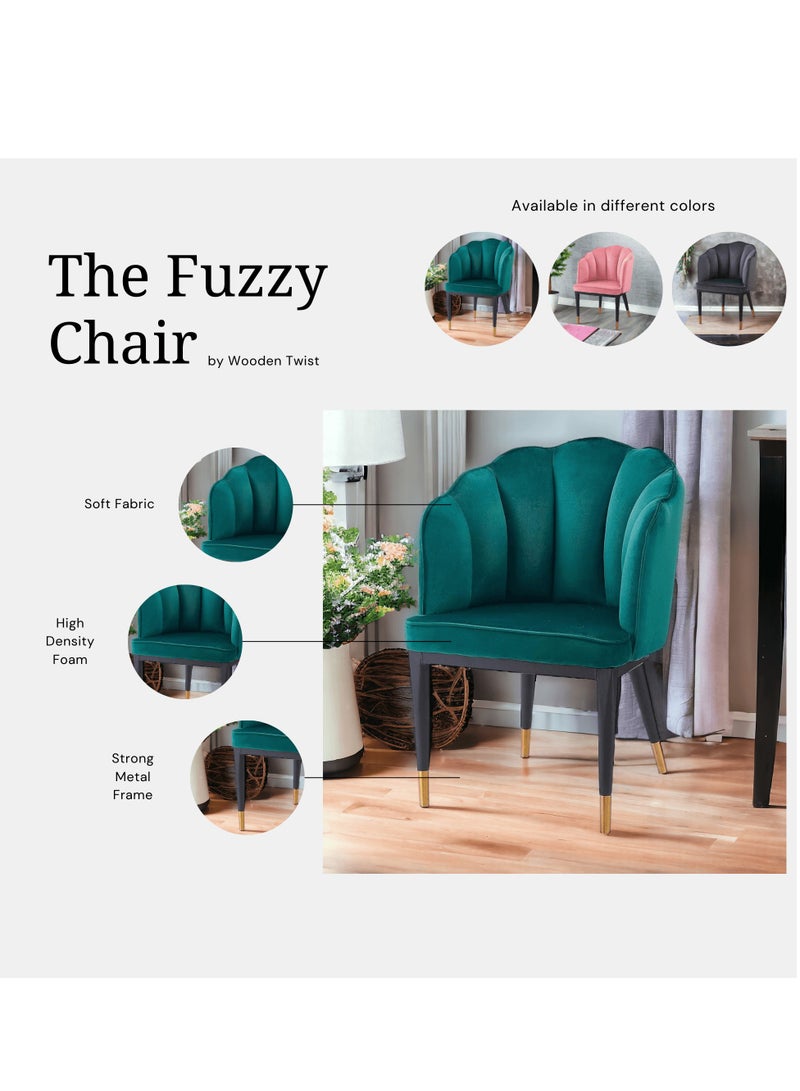 Wooden Twist Wooden Twist Fuzzy Modern Cafe Dining Chair Metal Legs  - Image 4