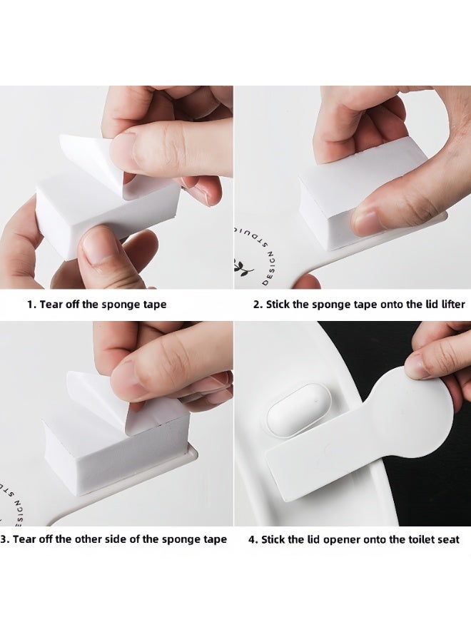 مقبض اليد غير القذرة ، مقبض السيليكون الجانبي يقلب القطع الأثرية ، غطاء المرحاض ، فتح مقعد المرحاض ، رفع غطاء المرحاض ، مقبض لاصق ذاتي سهل الاستخدام (الزهور) - Image 4