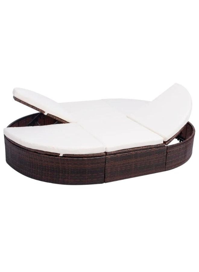 vidaxl vidaXL Outdoor Lounge Bed with Cushion Poly Rattan Brown  - Image 1