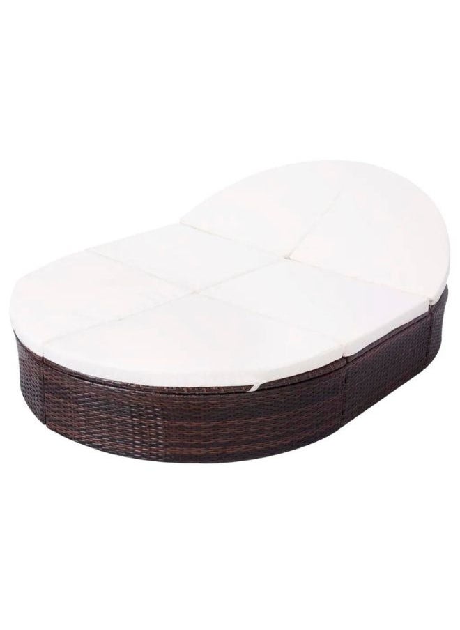 vidaxl vidaXL Outdoor Lounge Bed with Cushion Poly Rattan Brown  - Image 2