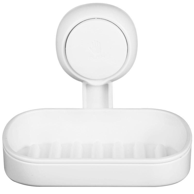 White Self Draining Suction Cup Soap Holder Removable Wall Mount For Bathroom Shower - Image 2