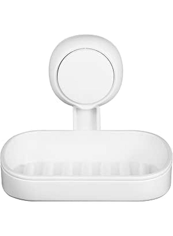 White Self Draining Suction Cup Soap Holder Removable Wall Mount For Bathroom Shower - Image 1