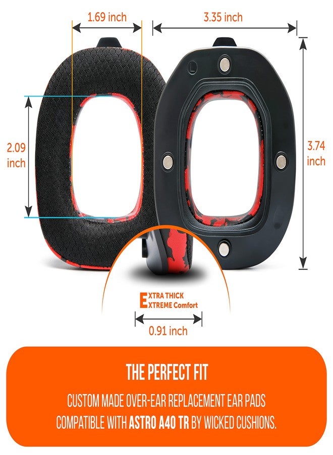 WC Mod Kit A40 - Earmuffs with cooling gel and replaceable headband compatible with Astro A40 Gen 4 and A40 TR by Wicked Cushions | Greater comfort, cooling and durability | Red Camo - Image 5