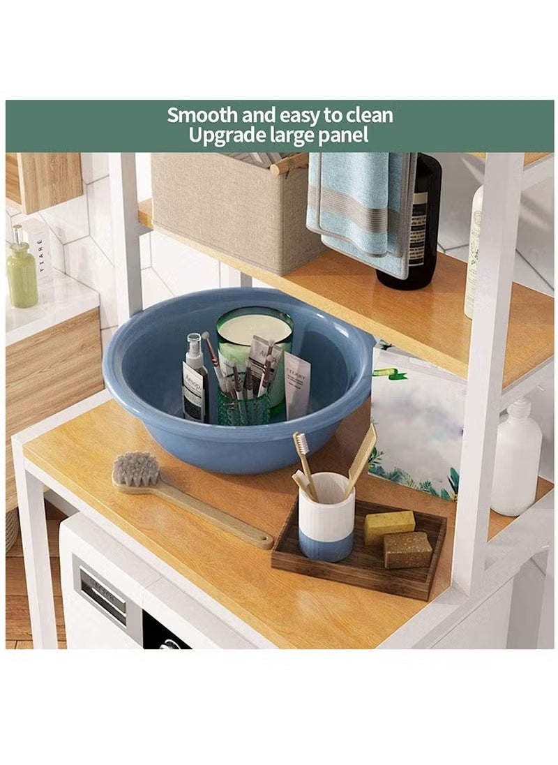 2 Shelves Toilet Drum Washing Machine Rack, Bathroom Corner Stand Storage Organizer Accessories, Free Standing Home Office Storage Rack for Space Saver with Towel Rack