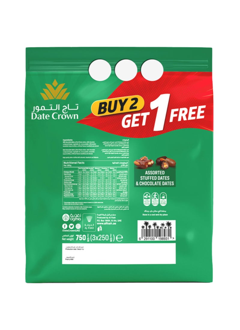 Date Crown Stuffed Dates Chocolate Assorted 3 x 250g - Image 2