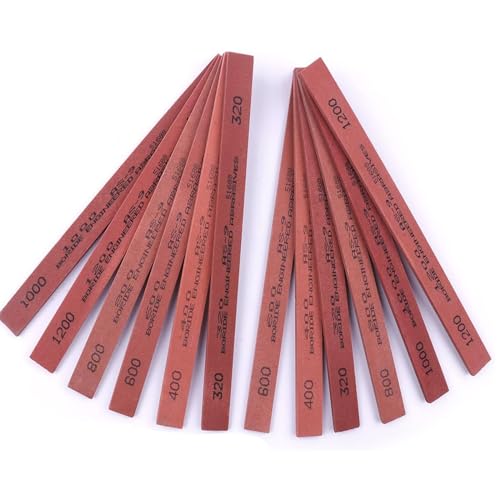 CBRIGHT Sharpening Stone Set, 12pcs Knife Whetstones Set White Corundum Sharpener Honing Stone - Polishing Oil Stone Set Grits 320# 400# 600# 800# 1000# 1200#-(5.9x0.47x0.12Inch) - Image 1