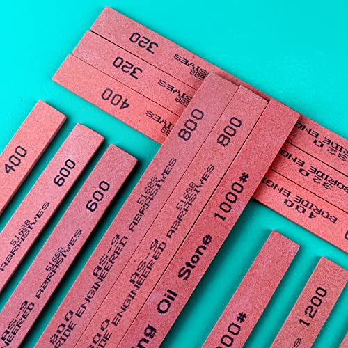 CBRIGHT Sharpening Stone Set, 12pcs Knife Whetstones Set White Corundum Sharpener Honing Stone - Polishing Oil Stone Set Grits 320# 400# 600# 800# 1000# 1200#-(5.9x0.47x0.12Inch) - Image 5