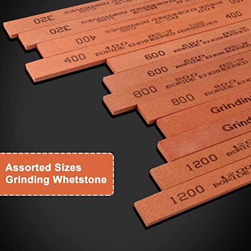 CBRIGHT Sharpening Stone Set, 12pcs Knife Whetstones Set White Corundum Sharpener Honing Stone - Polishing Oil Stone Set Grits 320# 400# 600# 800# 1000# 1200#-(5.9x0.47x0.12Inch) - Image 3