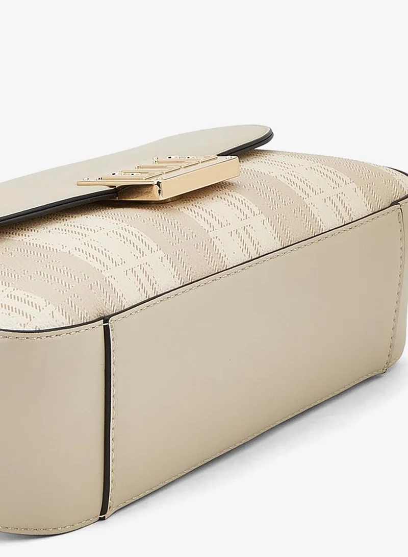 ELLE Beige Monogram Print Shoulder Bag with Detachable Strap for Women | Best Price UAE