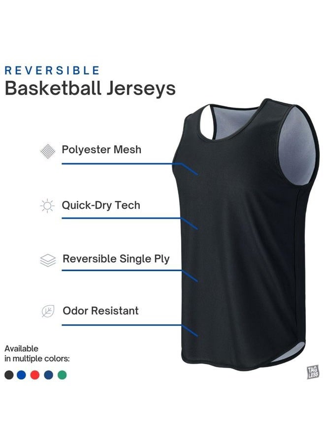 Liberty Pro Men's Lightweight Reversible Rec Tanks, Mesh Basketball Jerseys Athletic Quick Dry Shirts Team Scrimmage Uniforms (Black/White, X-Large) - Image 5