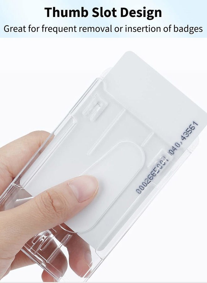 Pawfly 2 Pack Vertical 2-Card Badge Holder with Thumb Slot Hard Transparent PC Case Protector for Office School IDs Credit Cards Driver's Licenses and Passes - Image 3