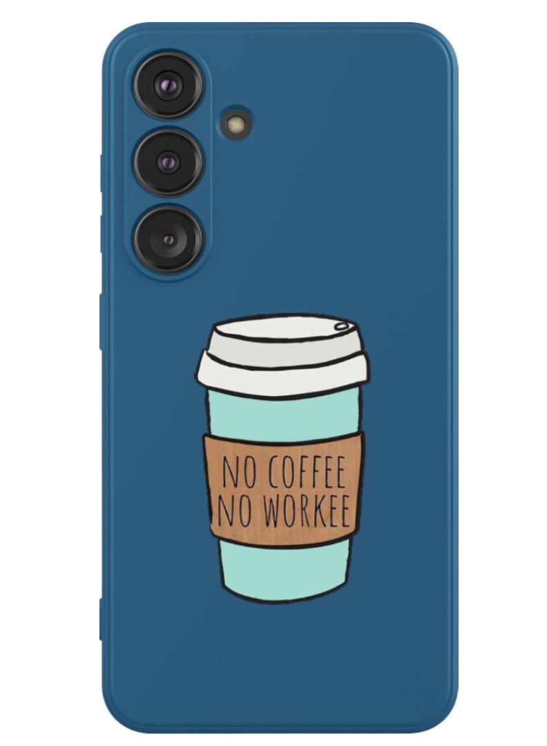 Theodor Protective Slim Fit Case Liquid Silicone Cover with Full Body Protection Anti-Scratch Shockproof Case For Samsung Galaxy S24 Plus (Blue) - No Coffee No work - Image 1