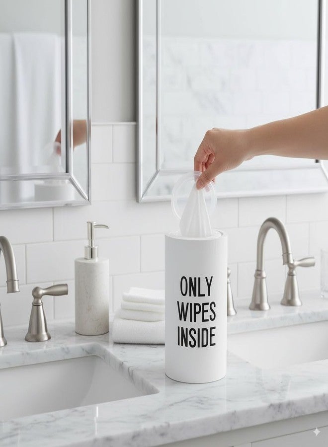 GoFika Wood Disinfecting Wipe Dispenser for Kitchen - Countertop Organizer Caddy, Storage Container White - Image 2
