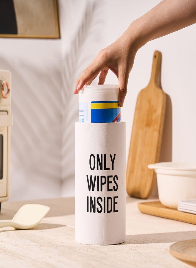 GoFika Wood Disinfecting Wipe Dispenser for Kitchen - Countertop Organizer Caddy, Storage Container White - Image 4
