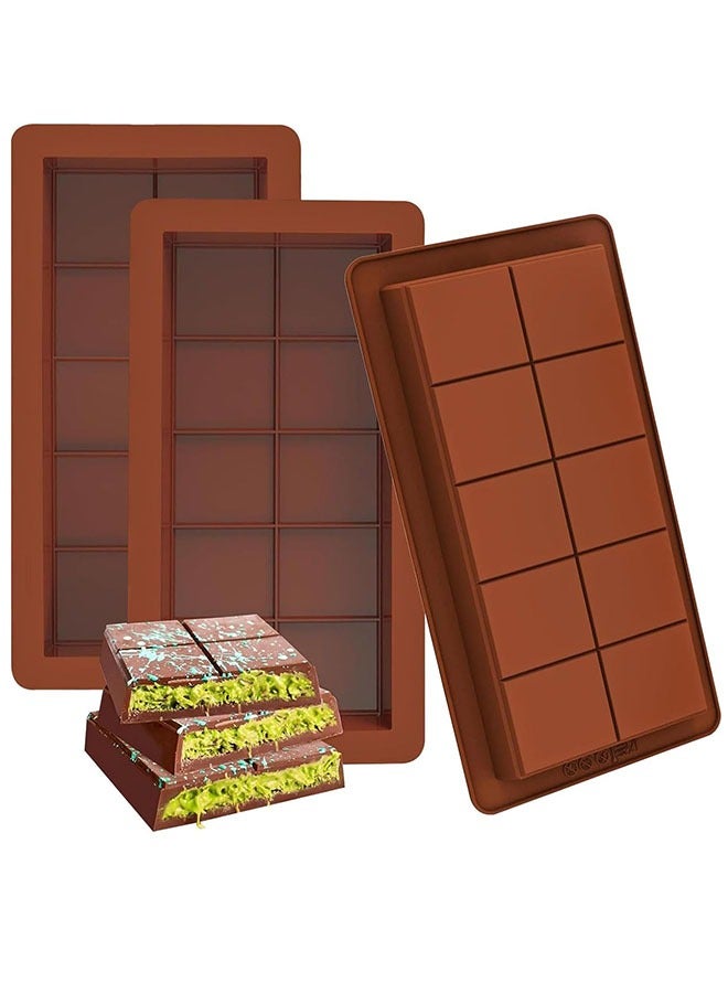 Deep Chocolate Bar Molds 2 Pack, 1 Inch Deep Large and Thick Silicone Chocolate Bar Molds for Stuffed Bar,  Big Chocolate Candy Bar Mold for Filling Knafeh Pistachio Chocolate Bar - Image 1