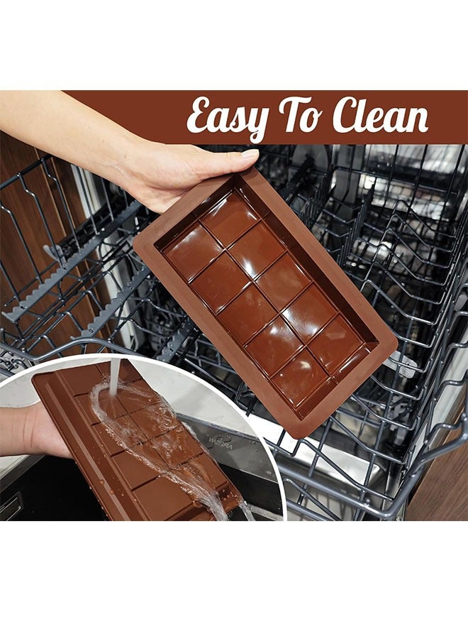 Deep Chocolate Bar Molds 2 Pack, 1 Inch Deep Large and Thick Silicone Chocolate Bar Molds for Stuffed Bar,  Big Chocolate Candy Bar Mold for Filling Knafeh Pistachio Chocolate Bar - Image 4