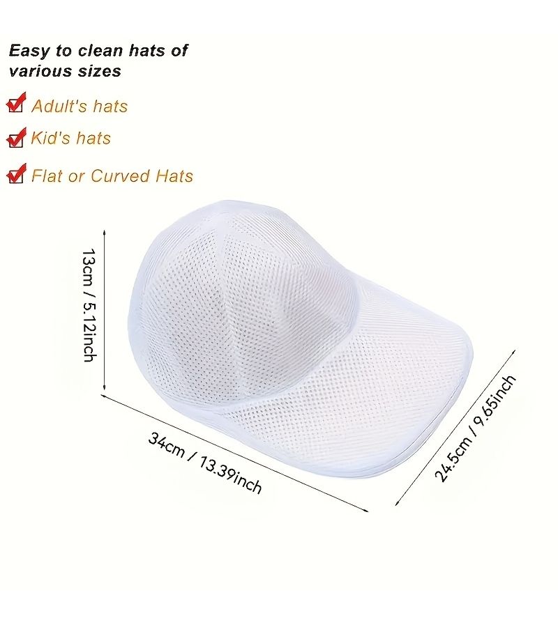 3 Pcs White Mesh Hat Washing Cage with Zipper Closure for Baseball Caps Delicate Hat Protector Laundry Accessories for Sports Enthusiasts Hat Maintenance Care - Image 3