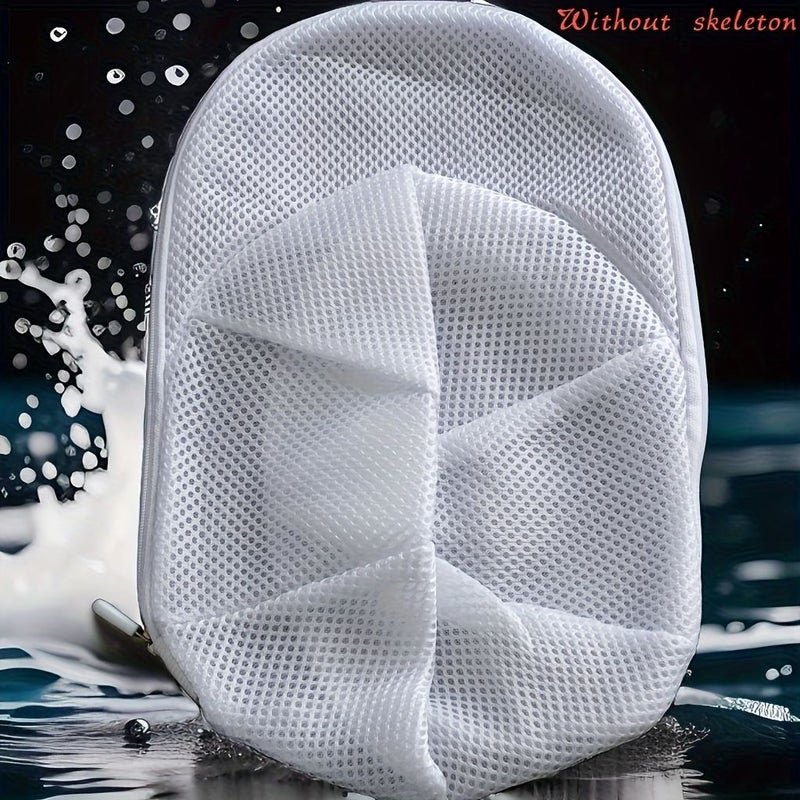 3 Pcs White Mesh Hat Washing Cage with Zipper Closure for Baseball Caps Delicate Hat Protector Laundry Accessories for Sports Enthusiasts Hat Maintenance Care - Image 2