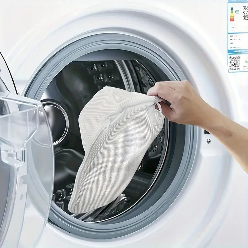 3 Pcs White Mesh Hat Washing Cage with Zipper Closure for Baseball Caps Delicate Hat Protector Laundry Accessories for Sports Enthusiasts Hat Maintenance Care - Image 5