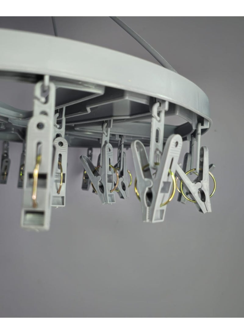 Round Plastic Clothes Hanger with 24 Clips – 360° Rotating Windproof Drying Rack - Image 2