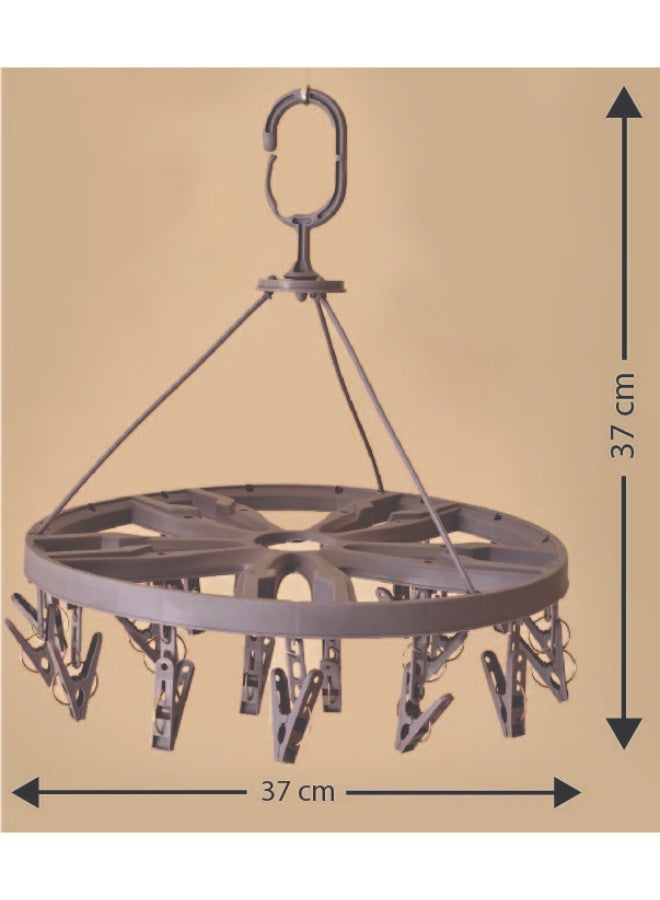 Round Plastic Clothes Hanger with 24 Clips – 360° Rotating Windproof Drying Rack - Image 4