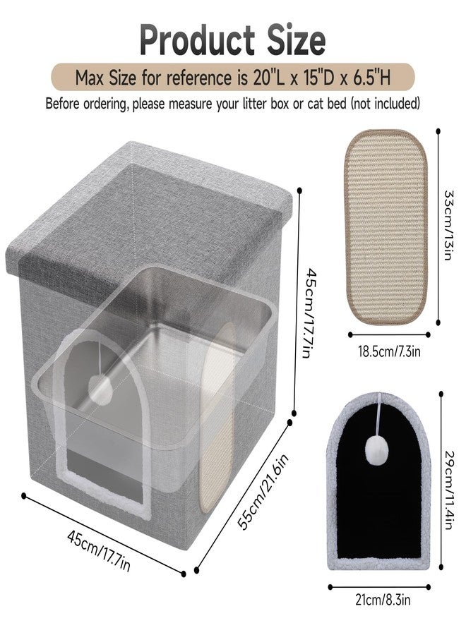 Shikha Cat Litter Box Enclosure Furniture, Foldable Hidden Litter Box with Mesh Storage Bag, Litter Box Furniture with Waterproof Inside, Easy Clean, Odor Control, Easy Assembly - 21.6”L x 17.7”D x 17.7”H - Image 2