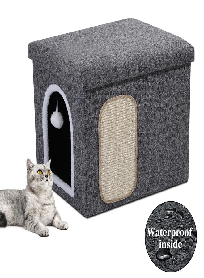 Shikha Cat Litter Box Enclosure Furniture, Foldable Hidden Litter Box with Mesh Storage Bag, Litter Box Furniture with Waterproof Inside, Easy Clean, Odor Control, Easy Assembly - 21.6”L x 17.7”D x 17.7”H - Image 1