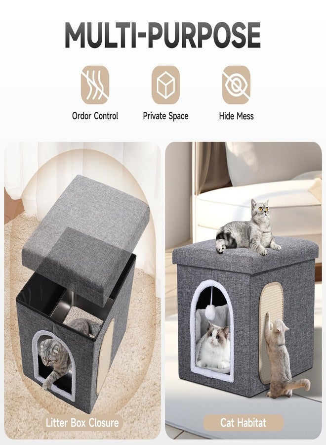Shikha Cat Litter Box Enclosure Furniture, Foldable Hidden Litter Box with Mesh Storage Bag, Litter Box Furniture with Waterproof Inside, Easy Clean, Odor Control, Easy Assembly - 21.6”L x 17.7”D x 17.7”H - Image 4