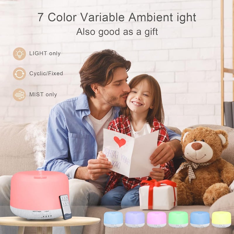 Marchred Aromatherapy Diffuser, 300ML Remote Control Essential Oil Diffusers, White Wood Grain Humidifier with 8 Colors Light 4 Timer Mode, Ultrasonic Scent Diffuser for Home, Office - Image 5