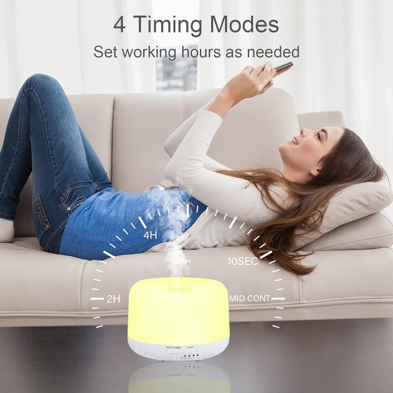 Marchred Aromatherapy Diffuser, 300ML Remote Control Essential Oil Diffusers, White Wood Grain Humidifier with 8 Colors Light 4 Timer Mode, Ultrasonic Scent Diffuser for Home, Office - Image 4