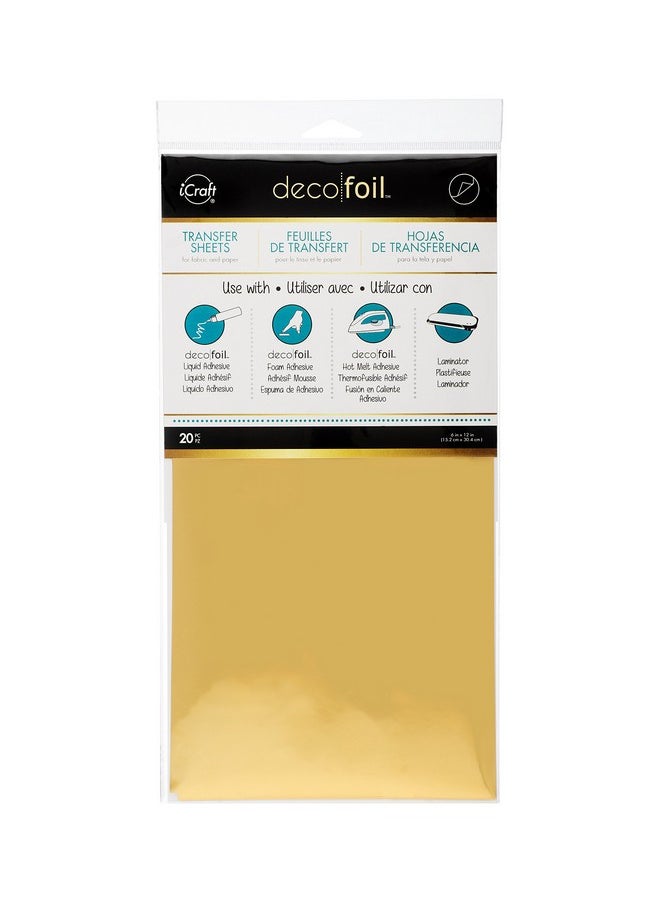 iCraft - 418561 Deco Foil Transfer Sheets 6" X 12" Gold 20 Piece - Image 1