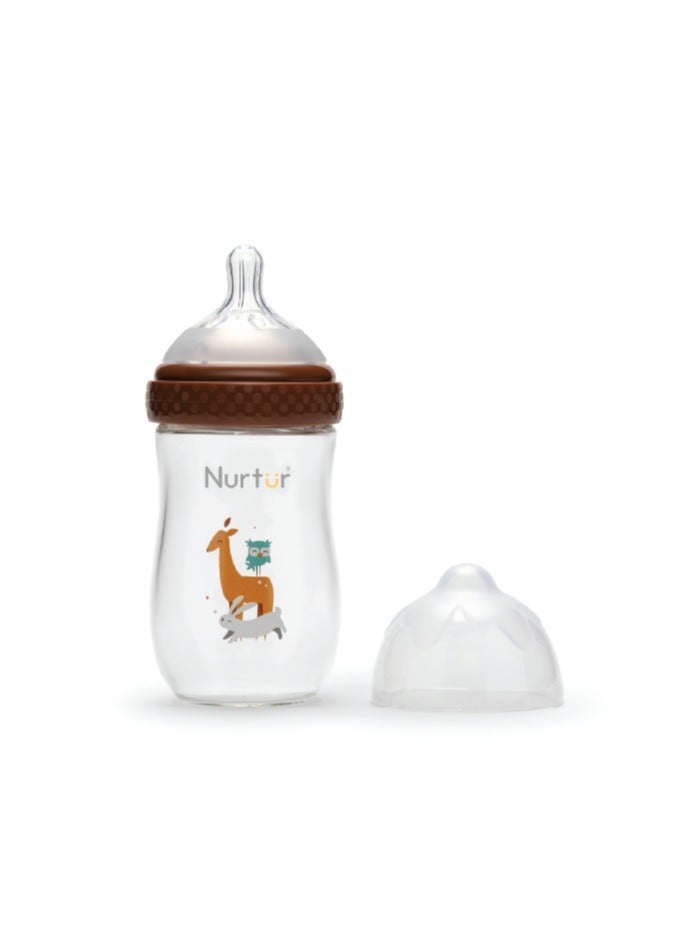 Nurtur 160ml Wide-Neck PP Baby Bottle – Brown Deer Design, BPA-Free, Soft Silicone Teat, Newborn & Infant Feeding Bottle - Image 1
