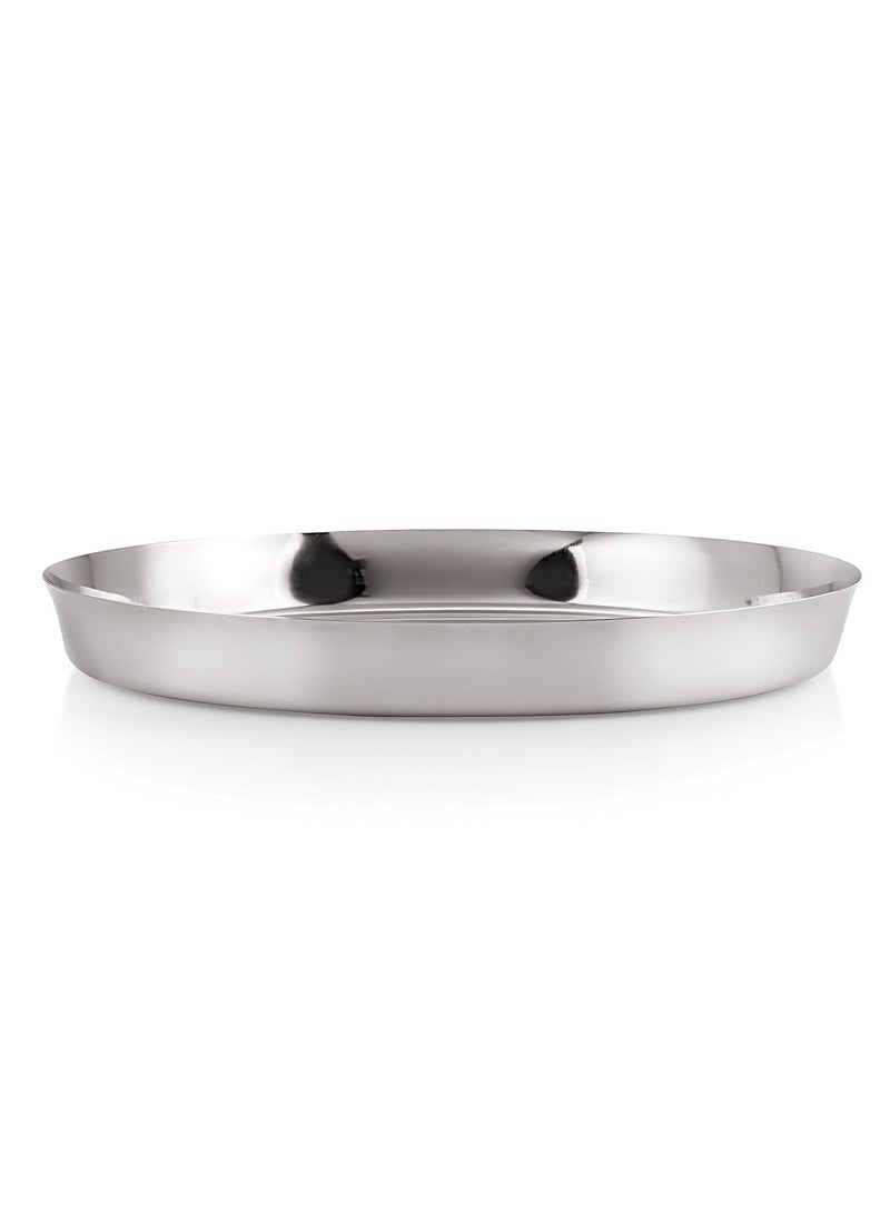 HAZEL Stainless Steel Plates Set | Premium Mirror Finish Thali Set Stainless Steel | Heavy Gauge Steel Plates Set for Dinner & Lunch Set of 4, 28 cm