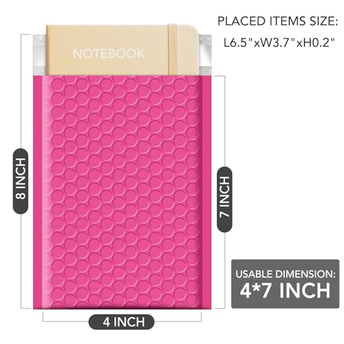 GSSUSA GSSSUSA Bubble Mailers 4x8 Inch 50 Pack Padded Envelopes Usable Size 4x7 Inch Shipping Envelopes Self Seal Small Packaging Shipping Bags for Mailing Jewelry, Small Business, Pink - Image 2