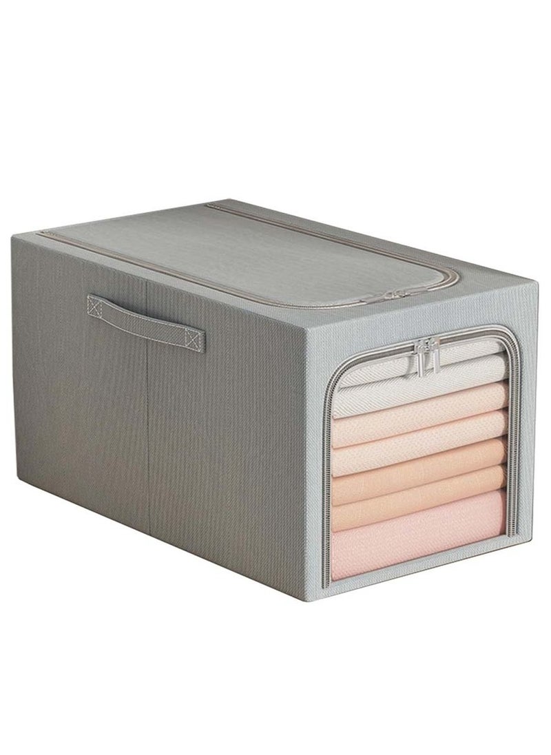YIM-VIBEHAUS - Clothes Storage Bins, Foldable Storage Containers for Clothes, Quilts （Beige, 53x35x30cm） - Image 1