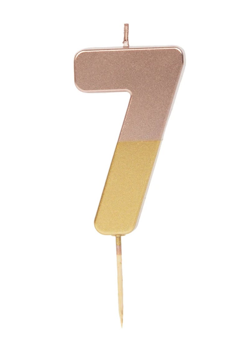 Talking Tables Talking Tables 7 Number Birthday Candles, Rose Gold Number Candle, Candle for Birthday Cake Topper, Anniversary Cake Number Candle. Candle stick for special occasions such as birthday and Anniversary (7 Number Candle, Rose Gold Dipped )  - Image 1